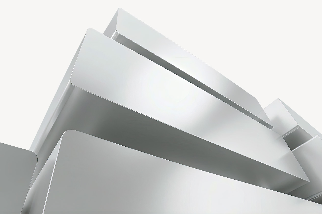 Abstrakte Grafik mit silber metallischen Blöcken