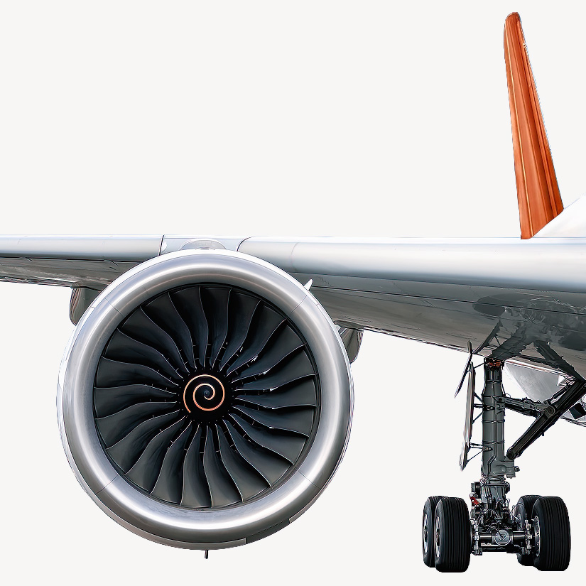 Silbernes Flugzeug, Blick auf die Turbine