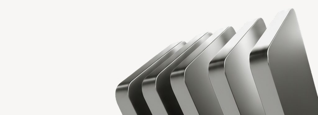 Abstrakte Grafik mit silber metallischen Blöcken