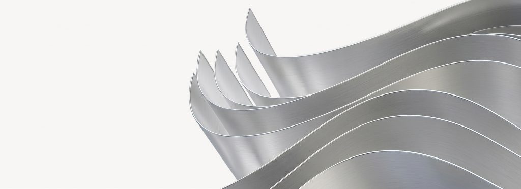 Abstrakte Grafik mit silber metallischen Wellen