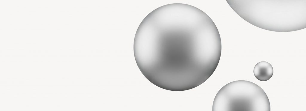 Abstrakte Grafik mit silber metallischen Kugeln